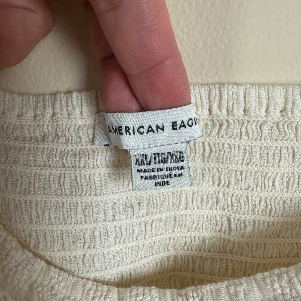 American Eagle Outfitters Cream Eyelet Cotton Crop Top - Picture 5 of 7